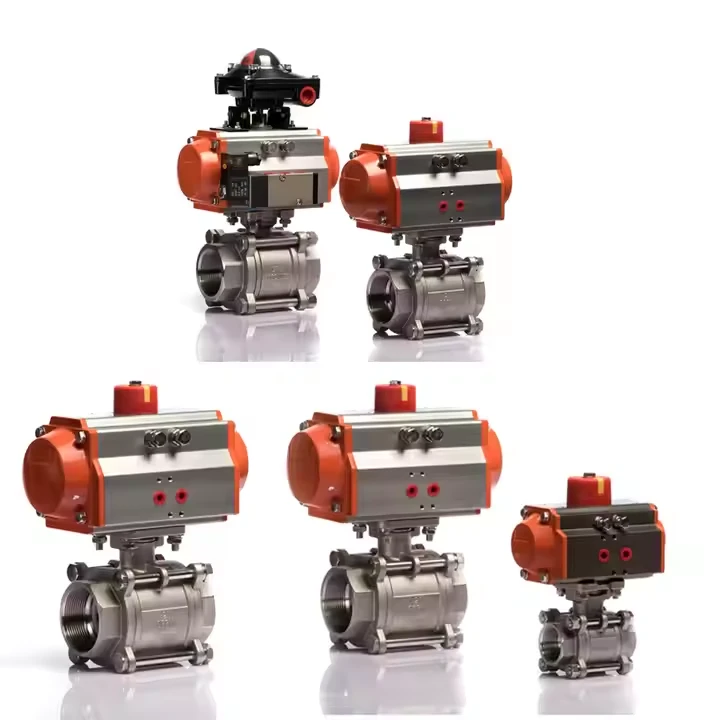 Bộ truyền động khí nén Thép bên trong Thép không gỉ 316 3 pcs van bi-dive-dire