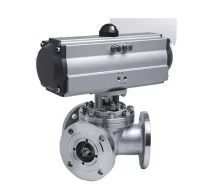 Thiết bị truyền động khí nén 180 độ Van bi 3 chiều, Van bi 3 chiều với thiết bị truyền động khí nén