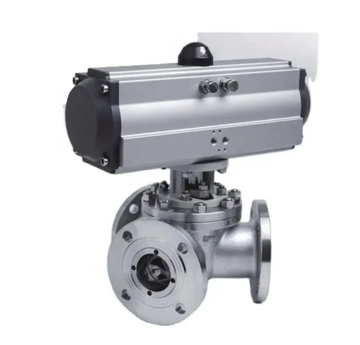 Thiết bị truyền động khí nén 180 độ Van bi 3 chiều, Van bi 3 chiều với thiết bị truyền động khí nén